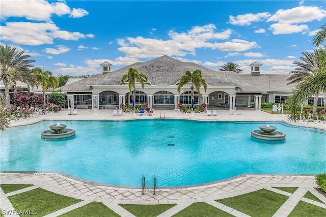 view of pool featuring a patio