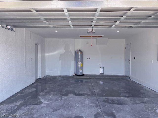 garage with electric water heater