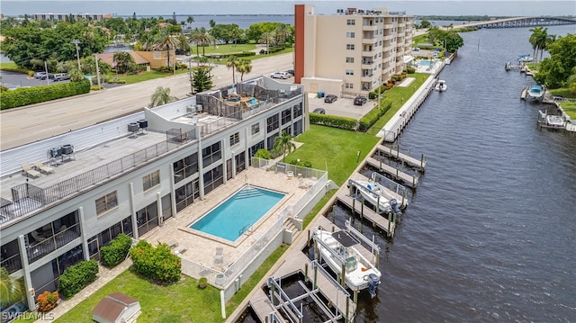 bird's eye view featuring a water view