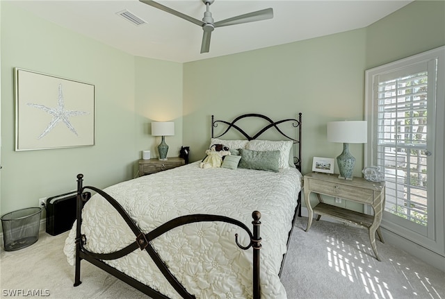 bedroom with carpet and ceiling fan