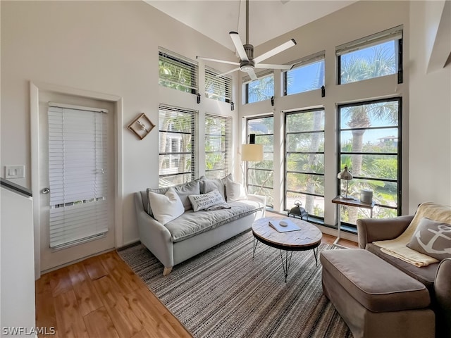 interior space featuring a wealth of natural light and ceiling fan