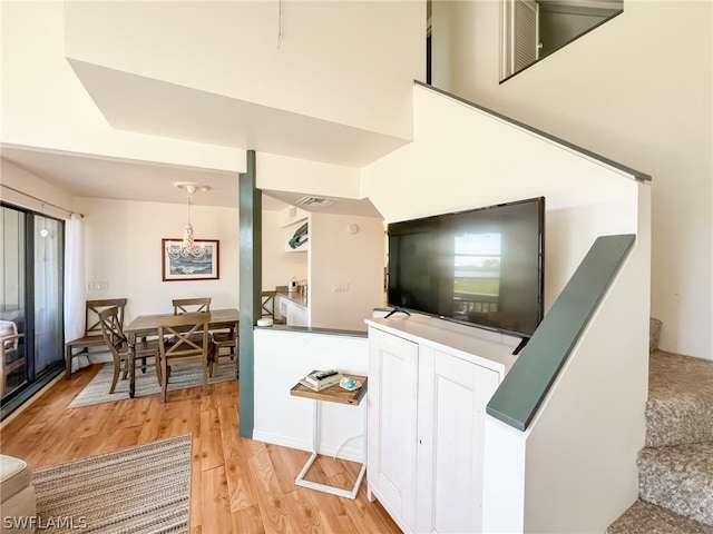 living room with light wood-type flooring