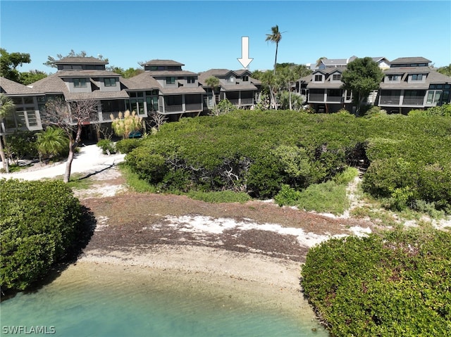 exterior space featuring a water view