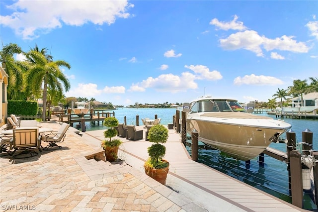 dock area with a water view