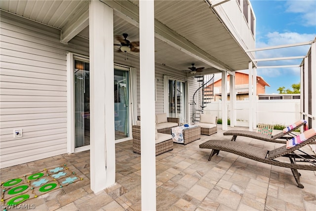 view of patio with ceiling fan