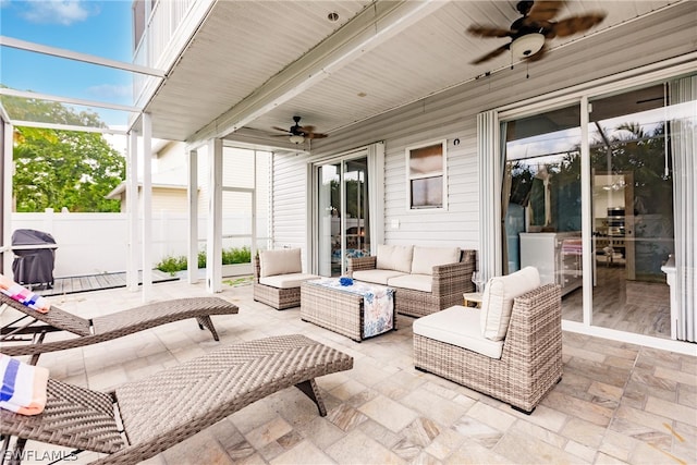 view of patio with ceiling fan