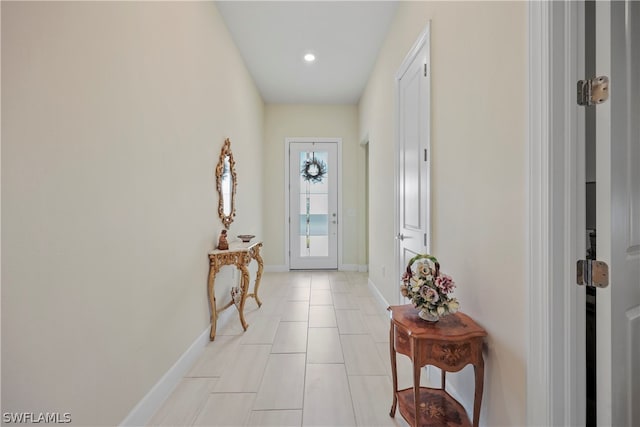 foyer with light tile floors