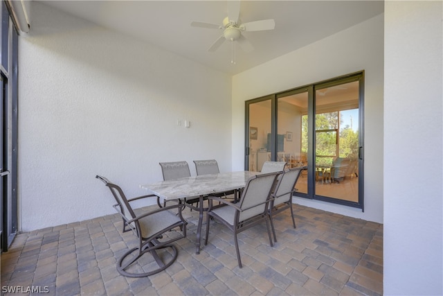 view of patio / terrace featuring ceiling fan