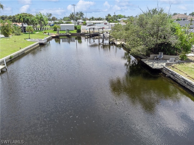 dock area featuring a water view