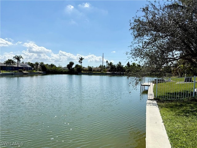 view of water feature featuring a boat dock