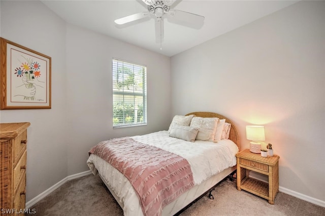 bedroom featuring carpet flooring and ceiling fan