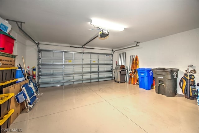 garage with a garage door opener