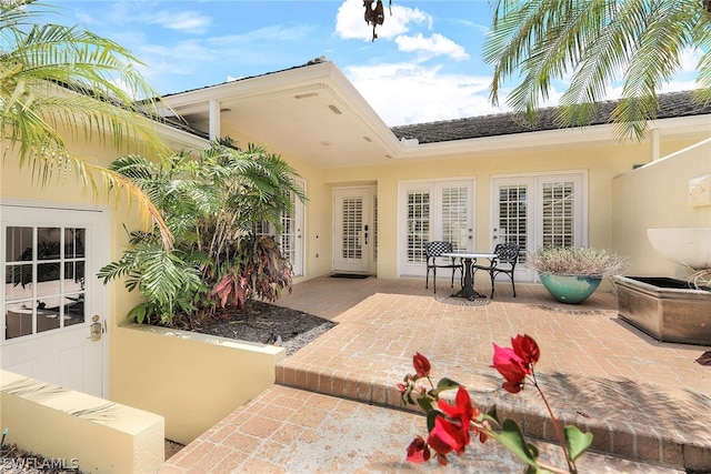 rear view of property with a patio and french doors