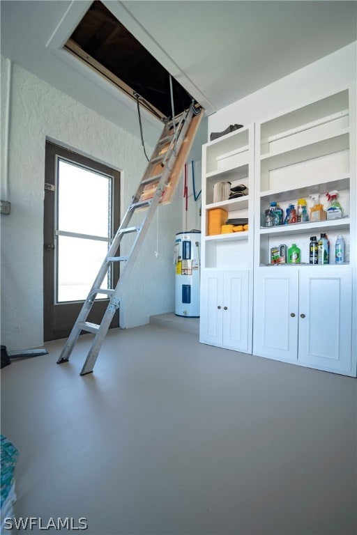 basement with water heater