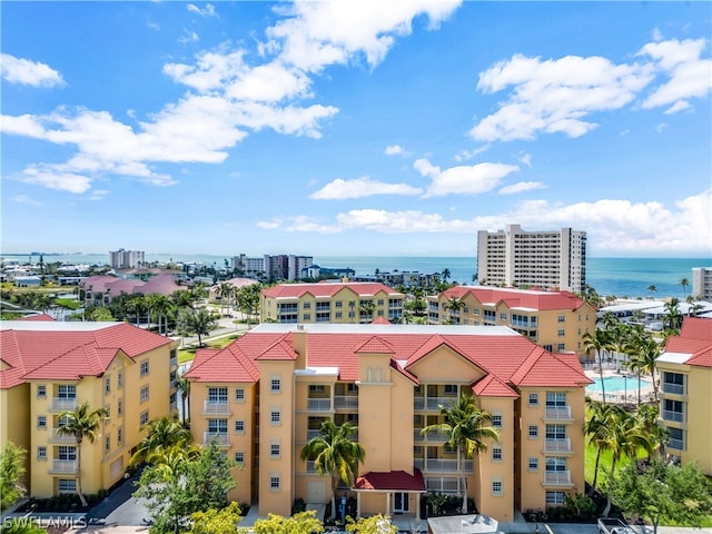 bird's eye view featuring a water view