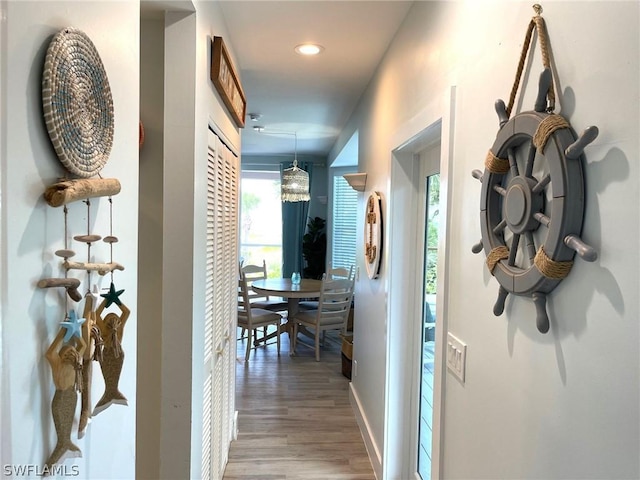 hall featuring hardwood / wood-style flooring