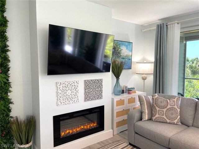 living room with light hardwood / wood-style floors