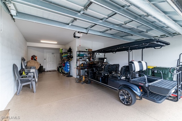 garage with a garage door opener