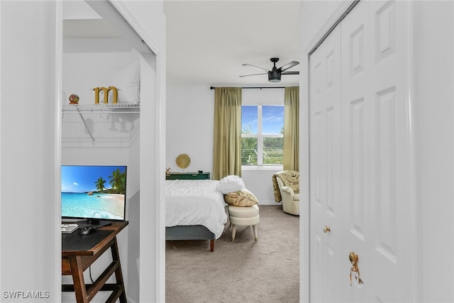 bedroom with carpet floors and baseboards