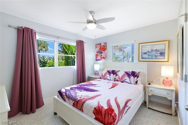 bedroom featuring ceiling fan