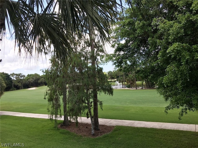 view of property's community with a lawn