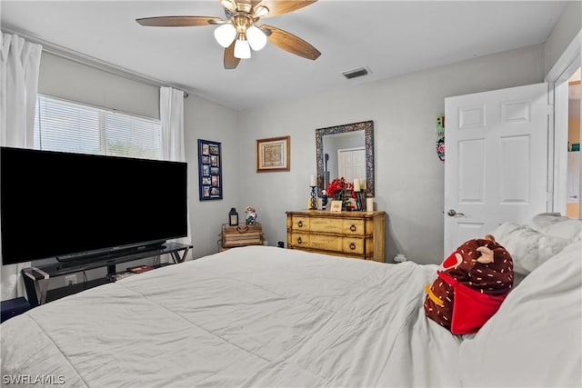 bedroom featuring ceiling fan