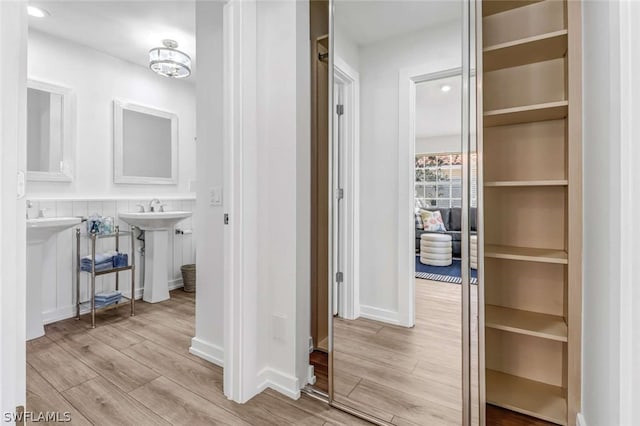 hall featuring light wood-type flooring