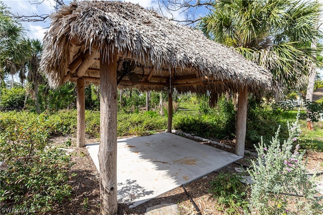 view of patio / terrace featuring a gazebo