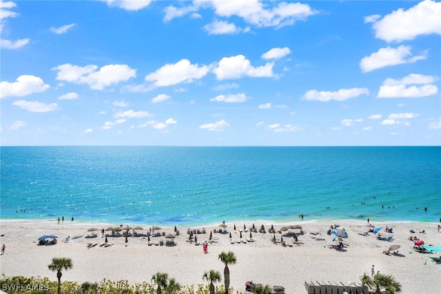 view of water feature featuring a view of the beach