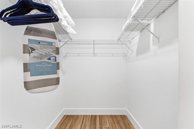 spacious closet featuring hardwood / wood-style flooring