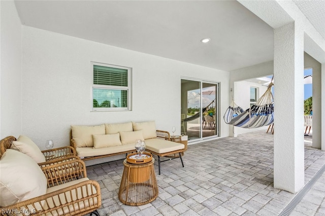 view of terrace featuring an outdoor hangout area