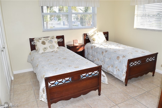 bedroom with tile flooring