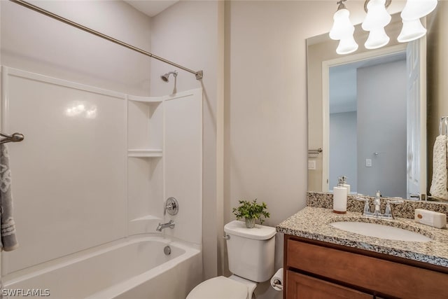 full bathroom with vanity, toilet, and shower / bath combination