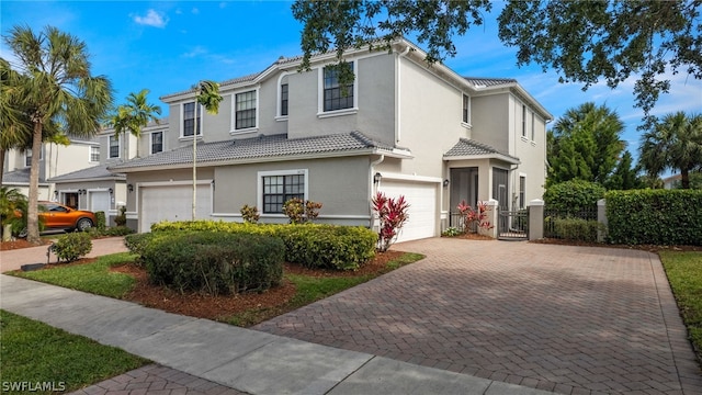 view of front of house with a garage