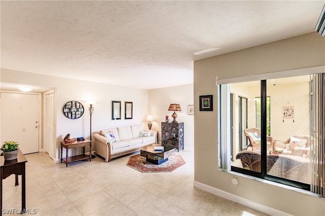 view of tiled living room