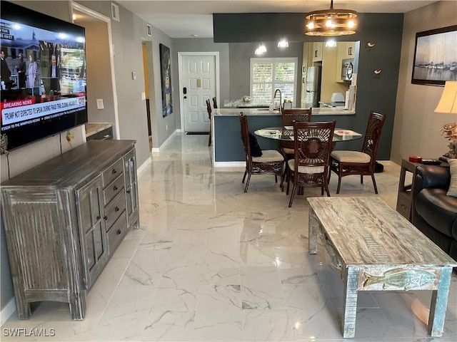 dining area with sink