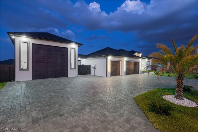 view of front of house with a garage