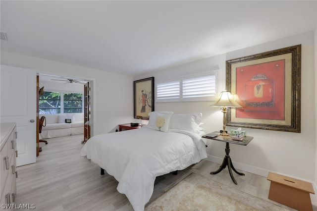 bedroom featuring light wood-type flooring