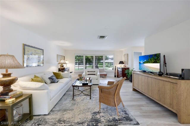 living room featuring light hardwood / wood-style floors