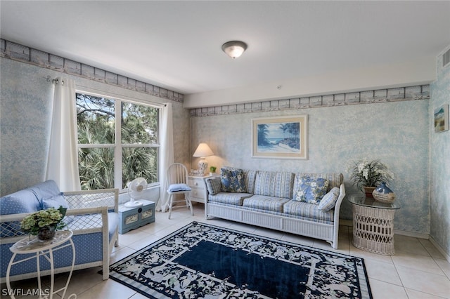 view of tiled living room