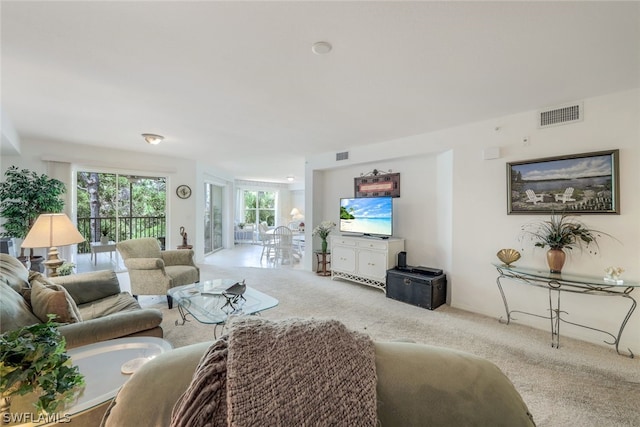 living room with carpet