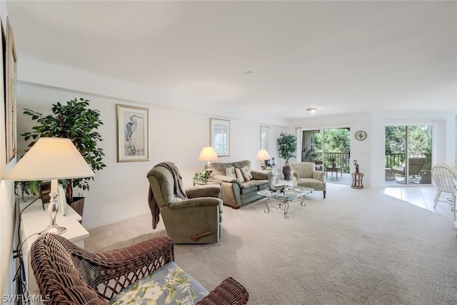 living room featuring carpet flooring