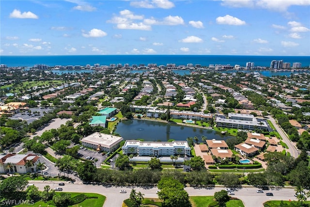 bird's eye view featuring a water view