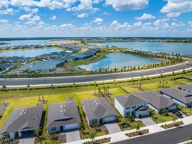 bird's eye view featuring a water view