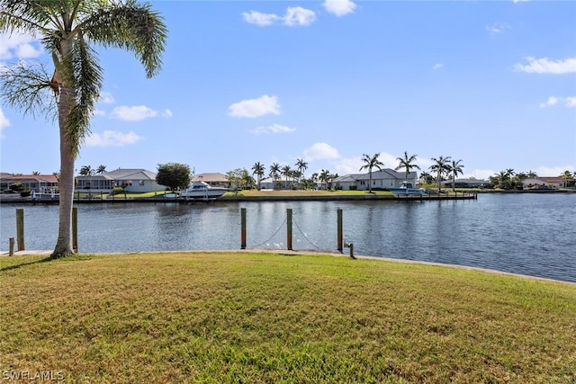 property view of water featuring a boat dock