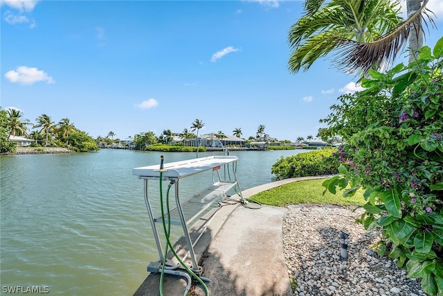 dock area featuring a water view