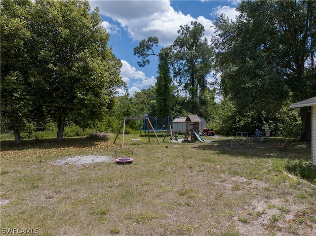 view of yard with a playground