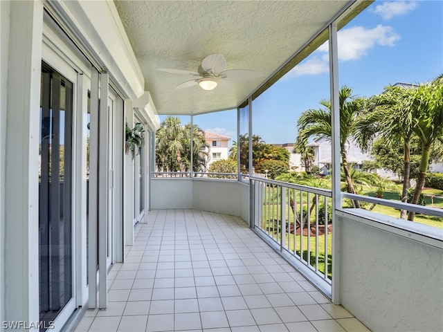 balcony with ceiling fan