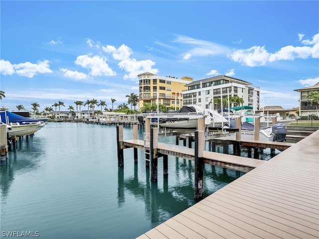 dock area featuring a water view