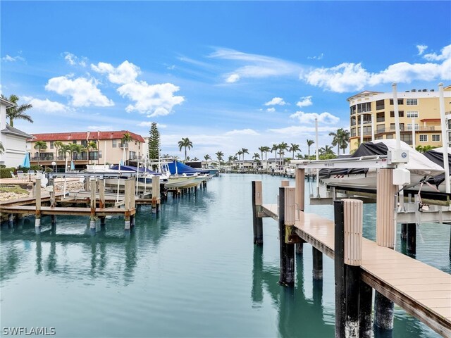 view of dock featuring a water view